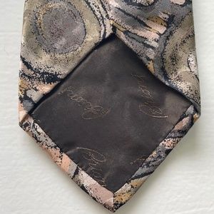 BRIONI Italian Silk Tie Abstract Neutral Colors Grey Taupe